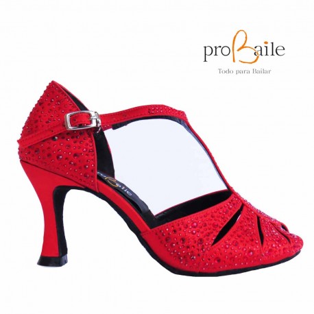 Zapatos de baile con strass rojo. Zapatos de baile con brillantes.