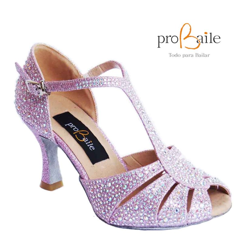 Zapatos de baile latino con purpurina para mujer, zapatos de baile de salsa  latina con suela de goma, tacón de 3.5/5.5/2.6 in (color morado, 1.4 in